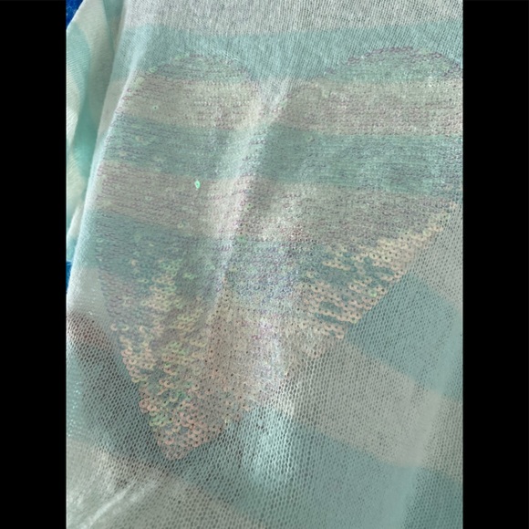 Wildfox Knit Top Aqua White Stripe Heart Sequins - Picture 4 of 5